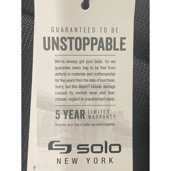 NWT Solo New York Ace Slim Brief Laptop Bag 15.6" Black - Picture 7 of 8